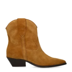Taupe suède western enkellaarsjes