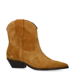 Taupe suède western enkellaarsjes