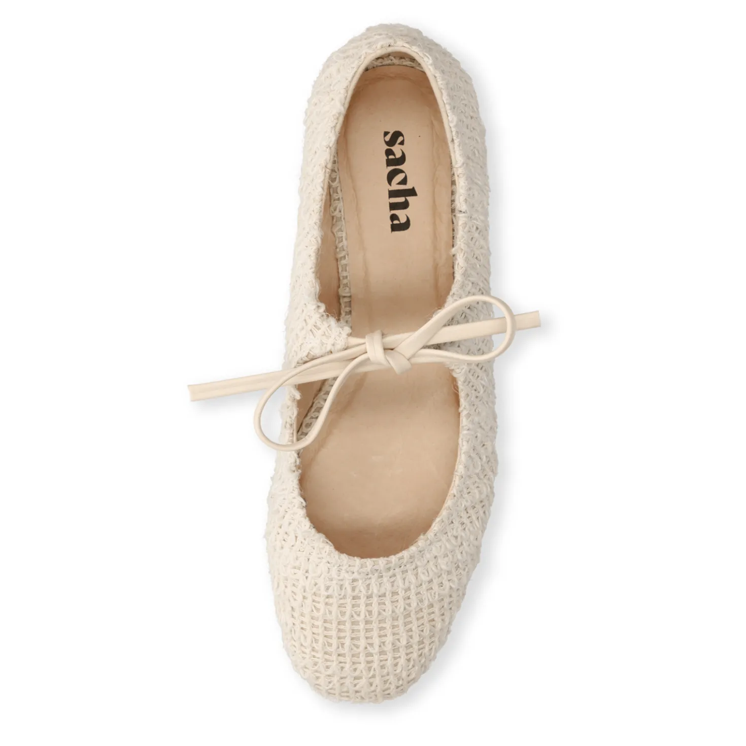 Witte gevlochten ballerina's