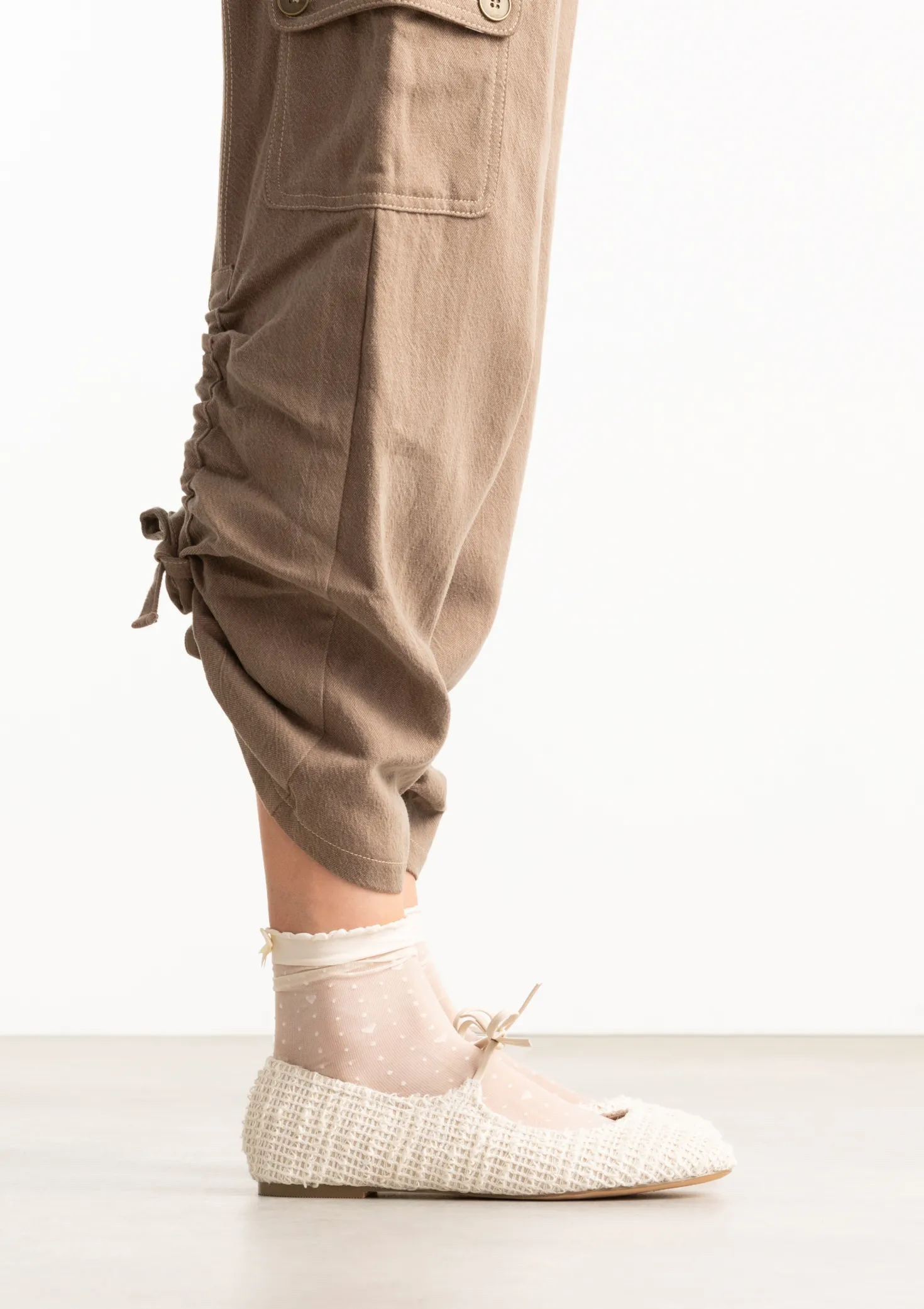 Witte gevlochten ballerina's