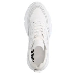 Witte leren chunky sneakers met croco details
