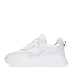 Witte leren chunky sneakers met croco details