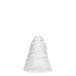Witte leren chunky sneakers met croco details