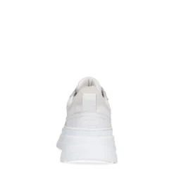Witte leren chunky sneakers met croco details