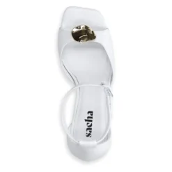 Witte leren sandalen met hak