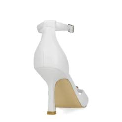 Witte leren sandalen met hak