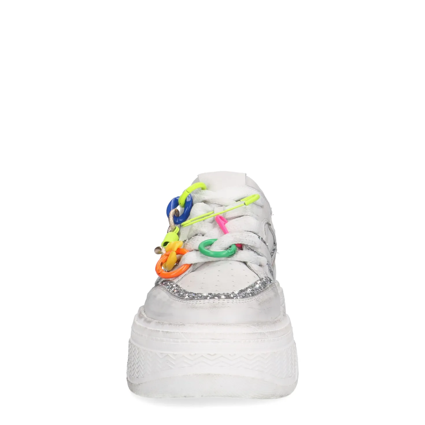 Witte leren sneakers met multicolor details