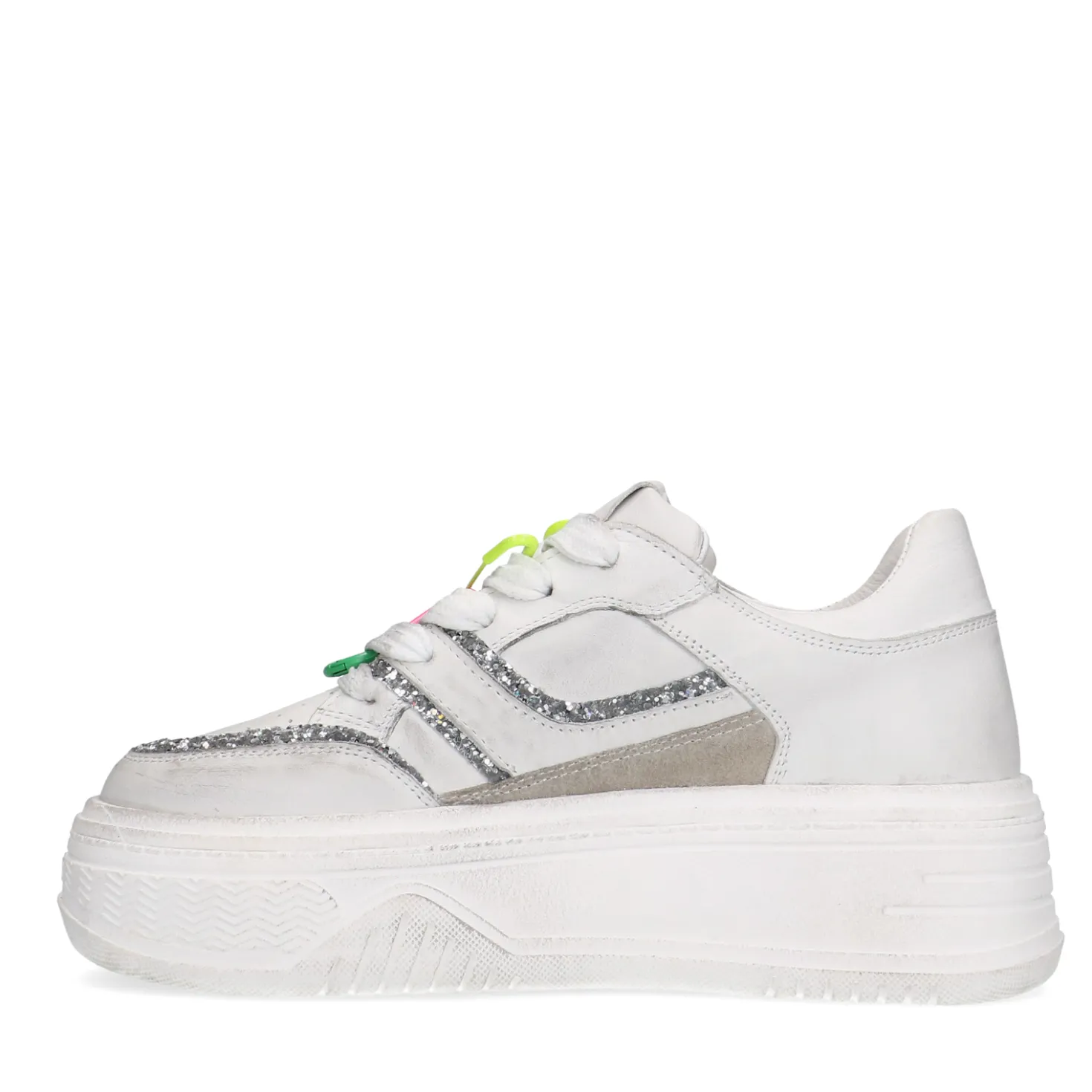 Witte leren sneakers met multicolor details
