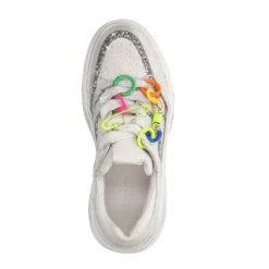 Witte leren sneakers met multicolor details