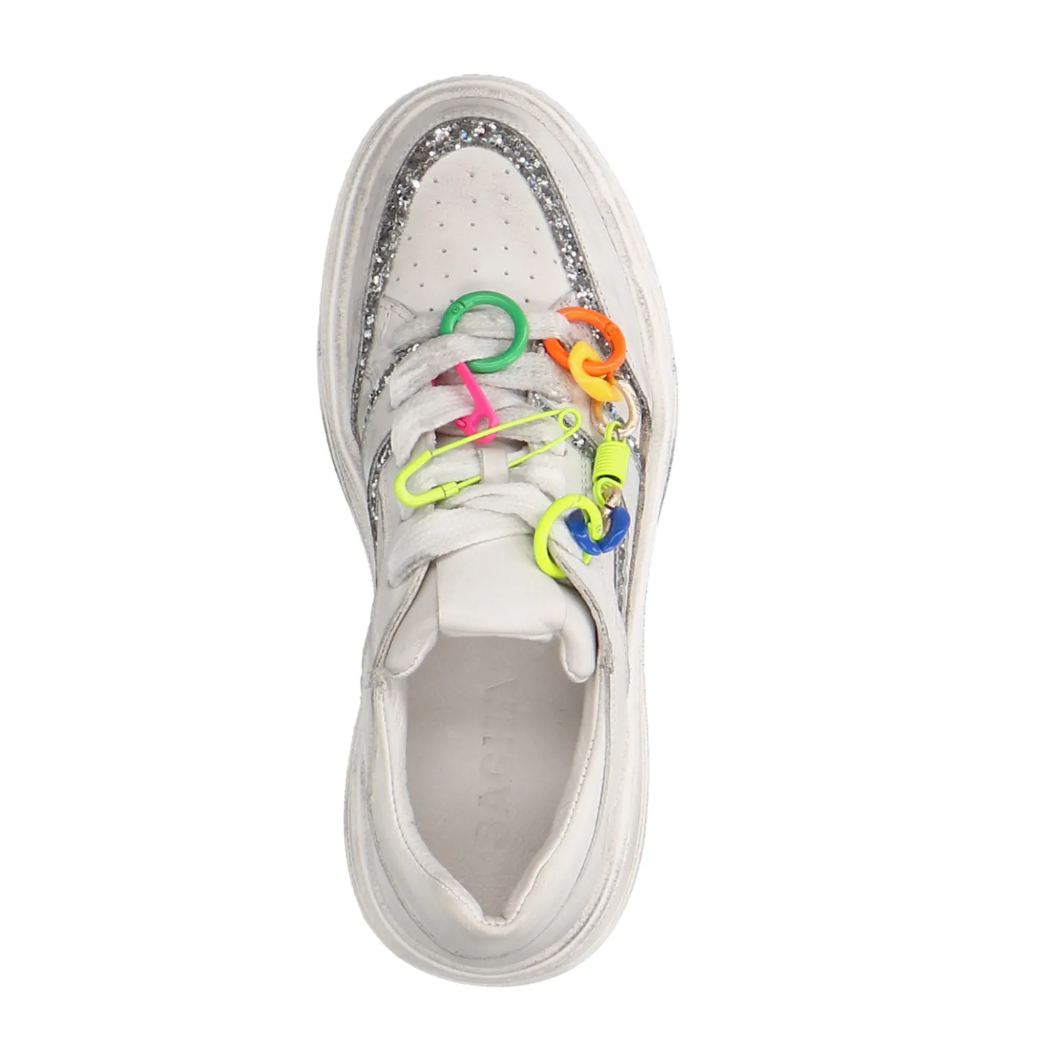 Witte leren sneakers met multicolor details