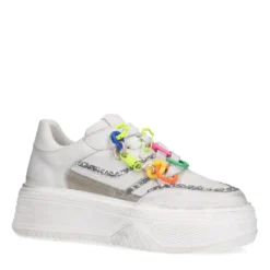 Witte leren sneakers met multicolor details