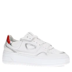 Witte leren sneakers met zilveren details