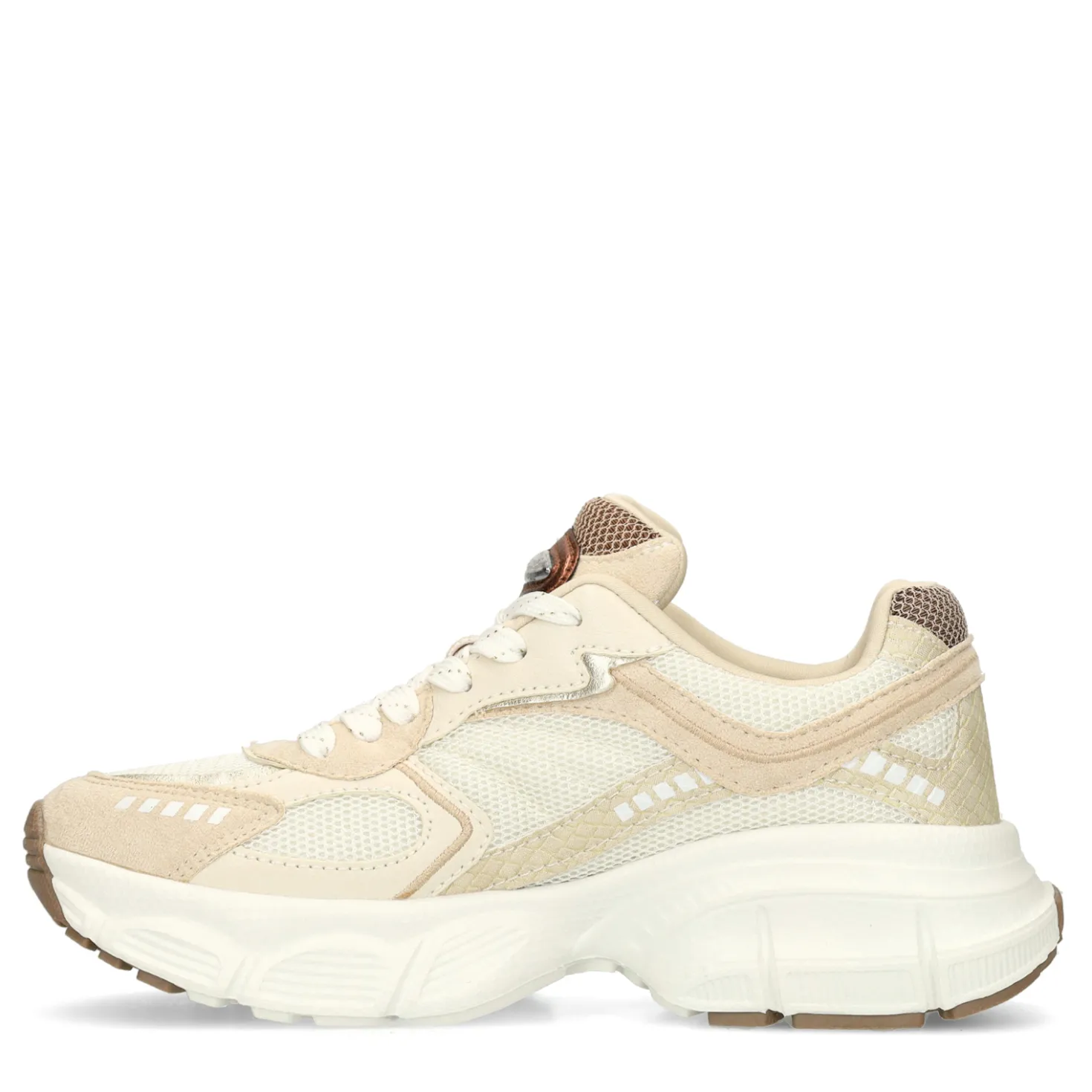 Witte sneakers met beige details