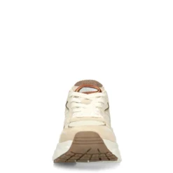 Witte sneakers met beige details