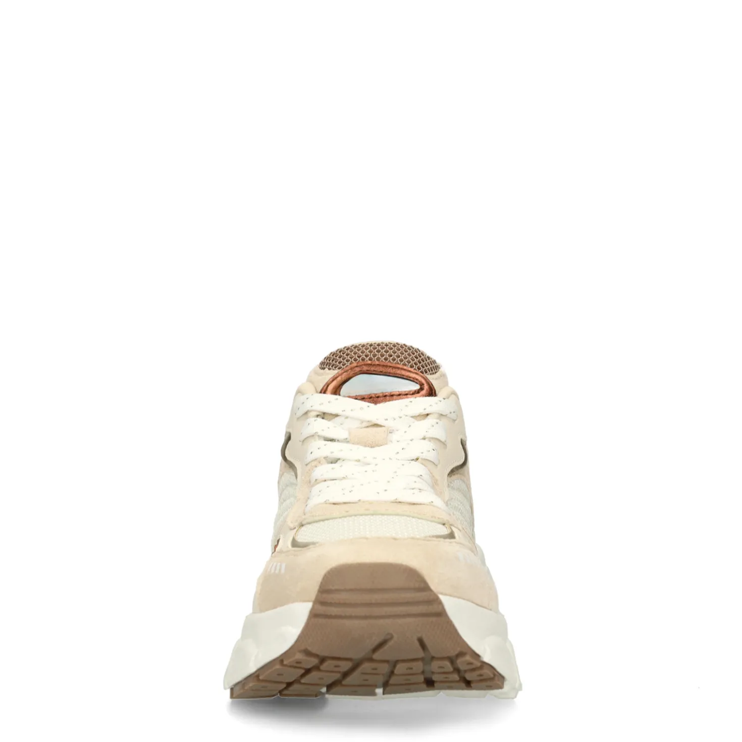 Witte sneakers met beige details
