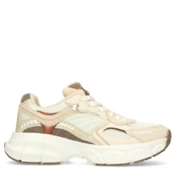 Witte sneakers met beige details
