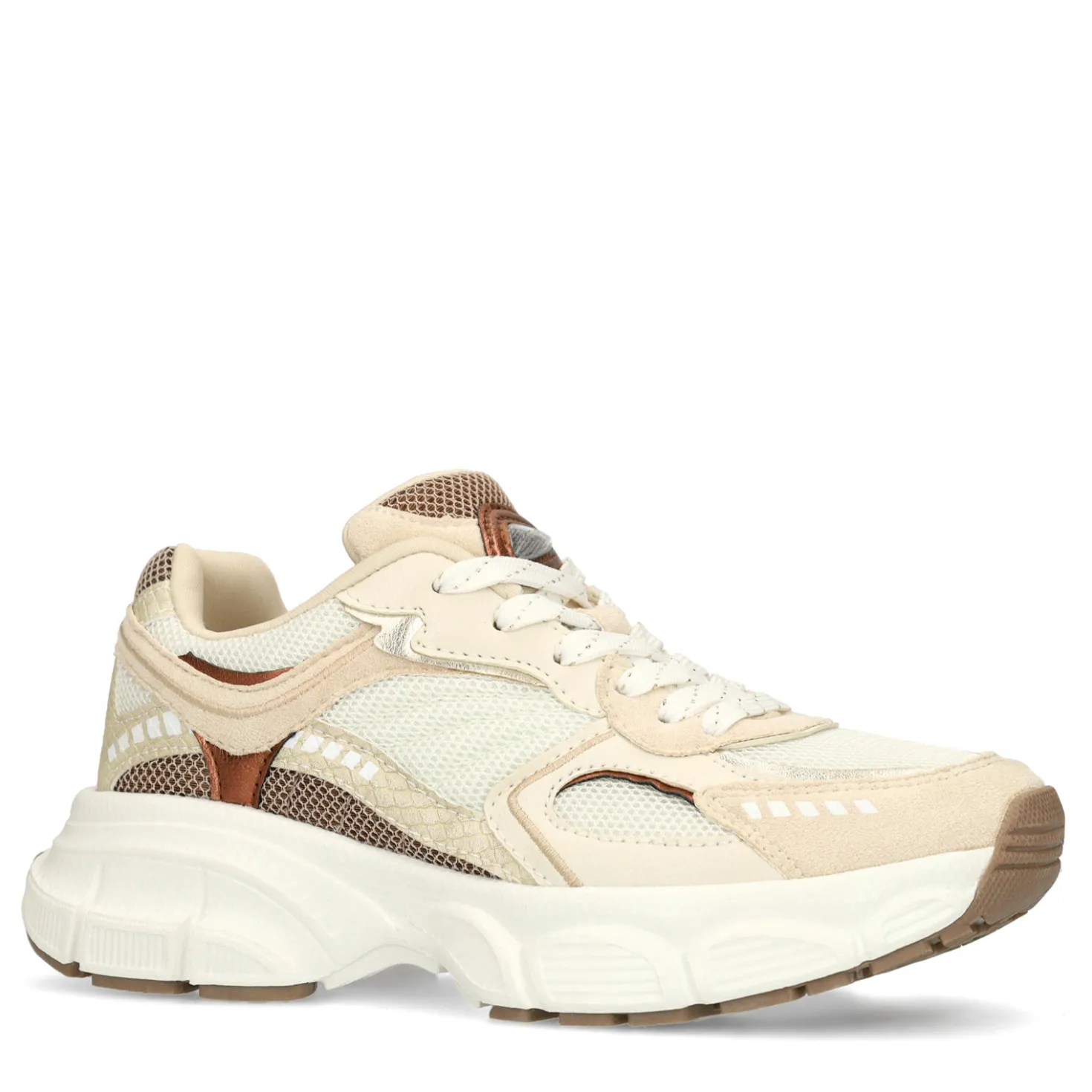 Witte sneakers met beige details