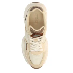 Witte sneakers met beige details