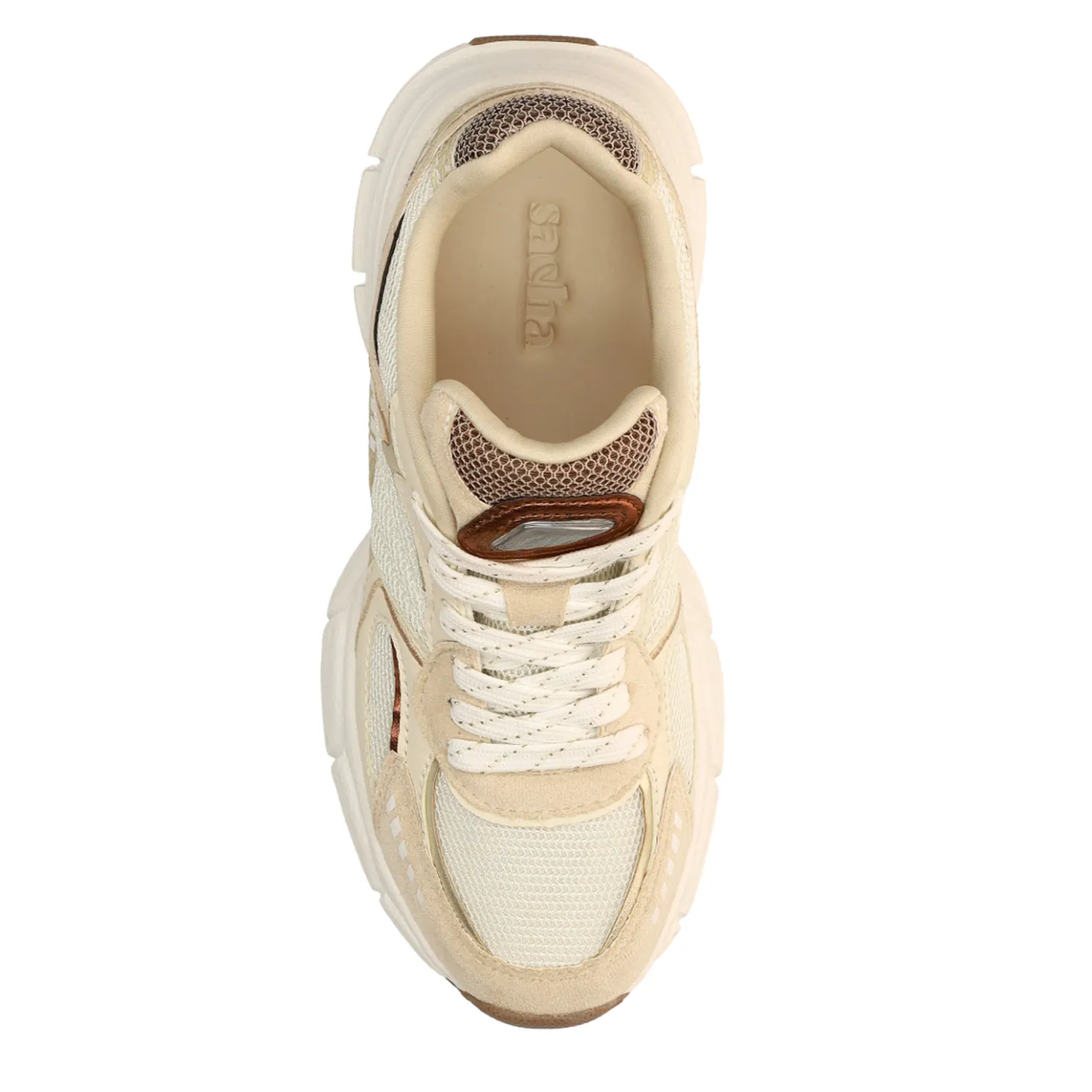 Witte sneakers met beige details