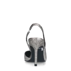 Zilveren glitter slingback pumps
