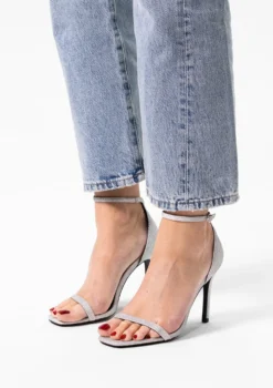 zilveren hak sandalen met gillter