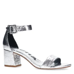 Zilveren metallic sandalen met blokhak
