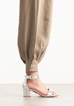 Zilveren metallic sandalen met blokhak