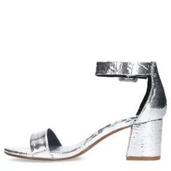 Zilveren metallic sandalen met blokhak