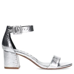 Zilveren metallic sandalen met blokhak