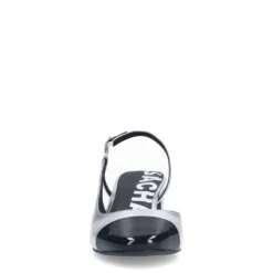 Zilveren metallic slingbacks met blokhak