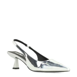 Zilveren metallic slingback pumps