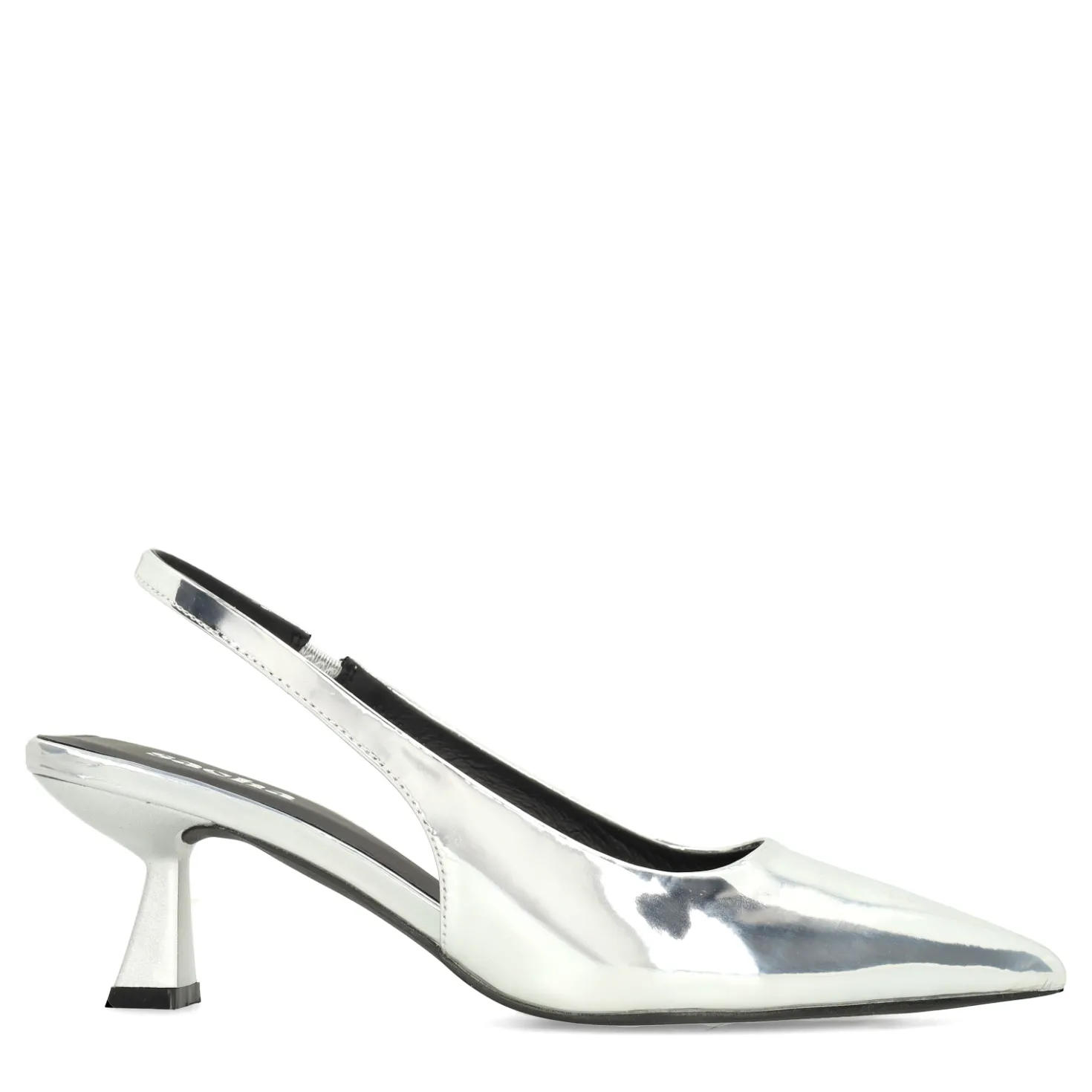 Zilveren metallic slingback pumps