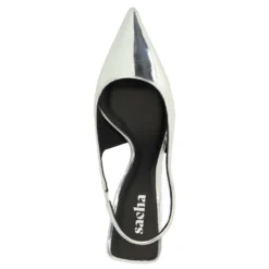 Zilveren metallic slingback pumps