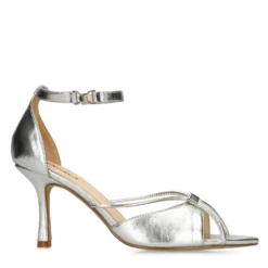 Zilveren sandalen met hak