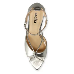 Zilveren sandalen met hak