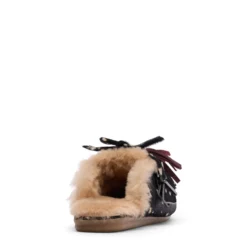Zwarte bambi print muiltjes met wol