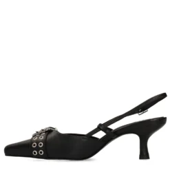 Zwarte buckle slingbacks met kitten heel