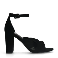 Zwarte geknoopte suède sandalen met hak