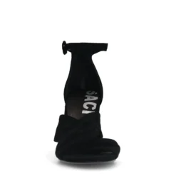 Zwarte geknoopte suède sandalen met hak