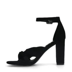 Zwarte geknoopte suède sandalen met hak