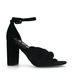 Zwarte geknoopte suède sandalen met hak