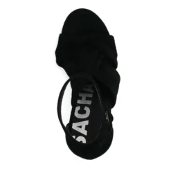 Zwarte geknoopte suède sandalen met hak