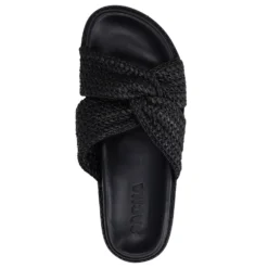 Zwarte gevlochten slippers