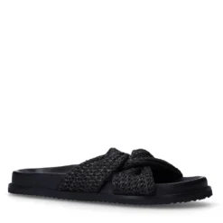 Zwarte gevlochten slippers