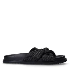 Zwarte gevlochten slippers