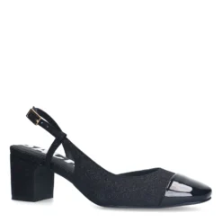 Zwarte glitter slingbacks met blokhak