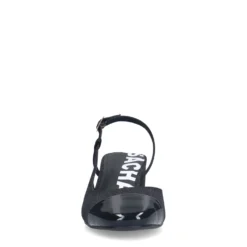 Zwarte glitter slingbacks met blokhak