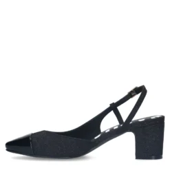 Zwarte glitter slingbacks met blokhak