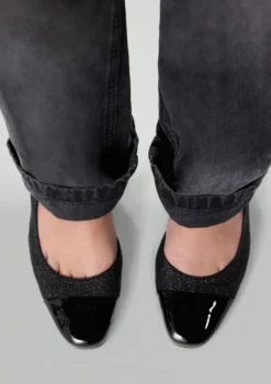 Zwarte glitter slingbacks met blokhak