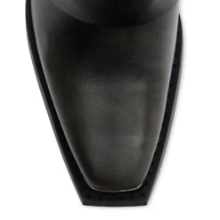 Zwarte hoge leren buckle laarzen met flap